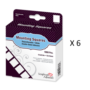 Mounting Squares Intitially Repositionable 1,000 Multi-Pack Set of 6