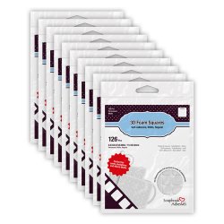 3D Foam Squares White Regular Multi-Pack 10 Pks