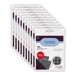 3D Foam Squares Black Regular Multi-Pack 10 pks