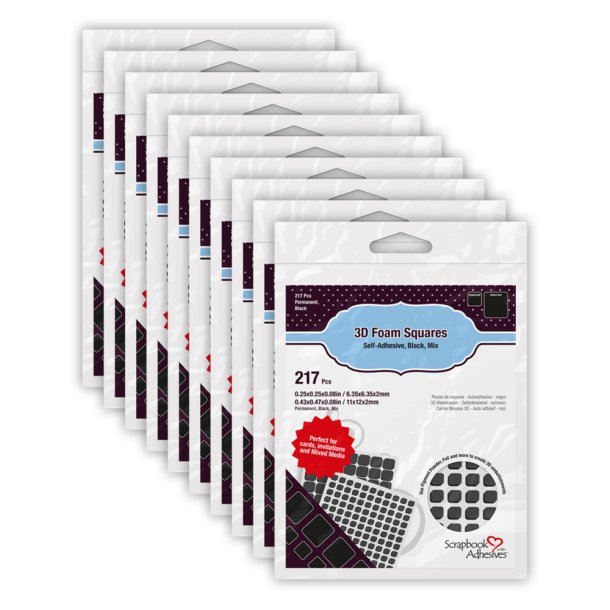 3D Foam Squares Black Mix Multi-Pack 10 pks