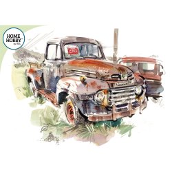 Akvarel Kunst St Plus  Gammel Ladbil af Gary Wing  vet